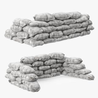 Sandbag Barricade White Dirty 3D model