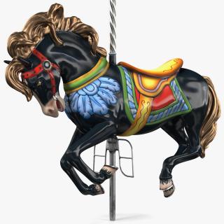 3D model Carousel Galloping Horse Black