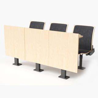 Auditorium Chairs And Tables Light Wood Soft 3D model