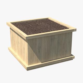 3D model Wooden Box with Soil