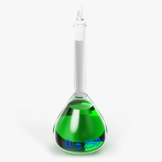 Medical Flask 250ml Filled with Green Liquor 3D model
