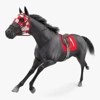 Running Racing Horse Fur 3D model