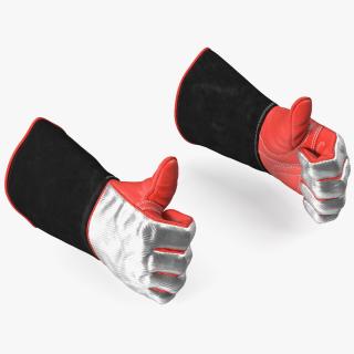 Heat Resistant Welding Gloves Thumbs Up Gesture 3D