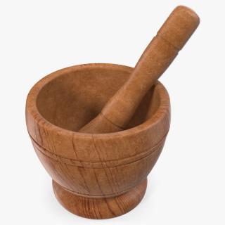 Wood Mortar and Pestle 3D