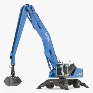 3D Excavator on Wheels Terex Fuchs MHL360 model