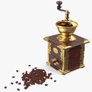 3D model Vintage Coffee Grinder with Coffee Beans