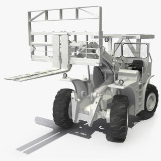 3D model Military Forklift White Rigged