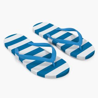 Unisex Blue and White Flip Flops 3D