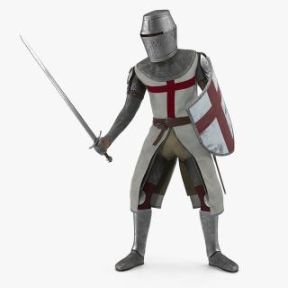3D model Crusader Knight Templar Attack Pose