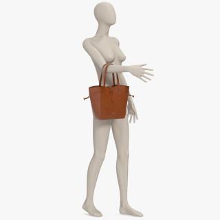 3D Furla Net Tote Bag Cognac on Mannequin model