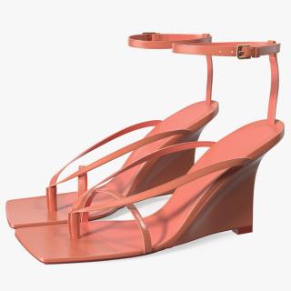 Women Stretch Wedge Sandals Pink 3D