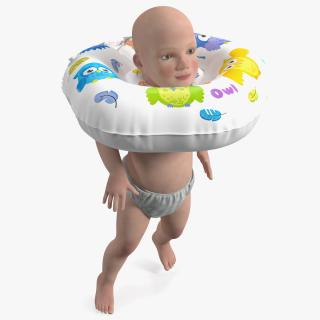 3D Baby Swimming with Neck Swim Ring model