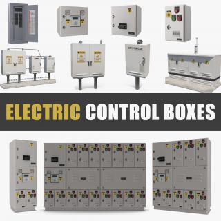 3D Electric Control Boxes Collection model