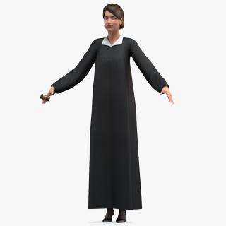 3D model Female Judge with Gavel T Pose