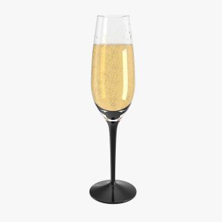 3D Black Stem Champagne Glass