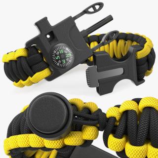 3D Tactical Paracord Bracelet Yellow model