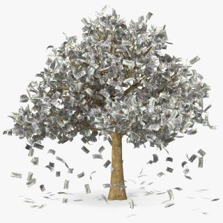 3D Falling Dollar Bills from Money Tree