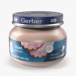 3D Baby Food Jar Gerber Ham and Gravy 71g model