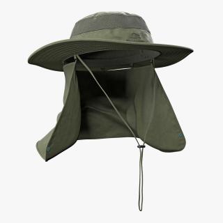 3D model Green Outdoor Fishing Hat with Removable Neck Flap