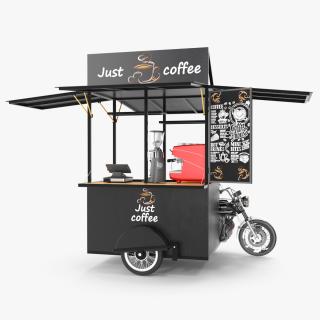 3D model Street Coffee Kiosk with Motorcycle