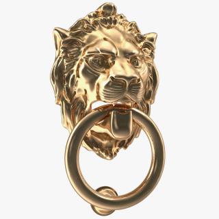 Lion Head Door Knocker Gold 3D