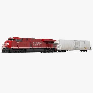 3D Locomotive Canadian Pacific with Railroad Refrigerator Car model