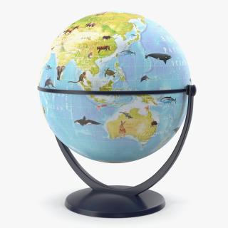 3D model Animals World Globe with Stand