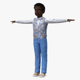 Black Child Boy Party Style T-Pose 3D model