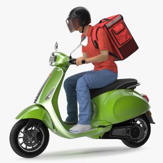 3D Food Delivery Man Riding Scooter Fur
