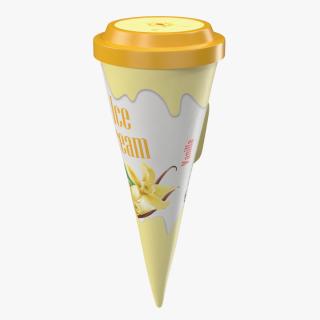 3D Cone Ice Cream with Cap Mockup Vanilla model