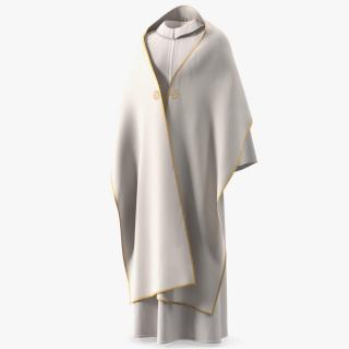 3D Humeral Veil Vestment with Gold Cross Embroidery model
