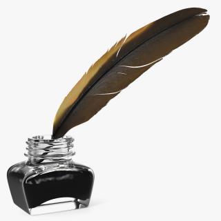 3D Quill Dark Feather Ink Set