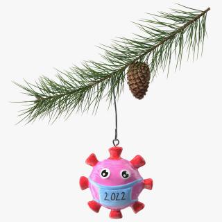 Coronavirus Ornament Christmas Branch 3D