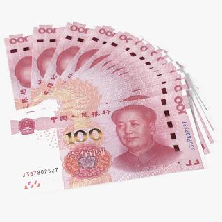 3D model Chinese 100 Yuan 2015 Banknotes Fan