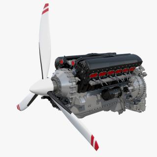 V12 Piston Aero Engine 3D