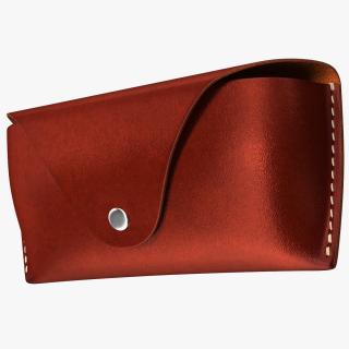 3D Leather Sunglasses Case Closed Brown