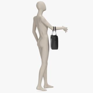 3D Womens Leather Shopping Bag Black on Mannequin