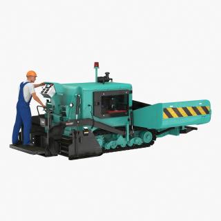 3D Asphalt Paving Machine with Operator Rigged model