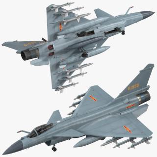 Chengdu J10 B Chinese Air Force Armed Rigged 3D model