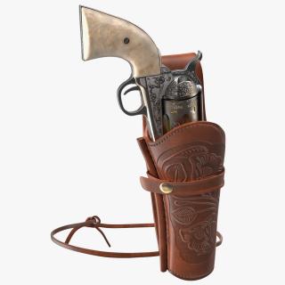 Leather Holster with Revolver 3D model