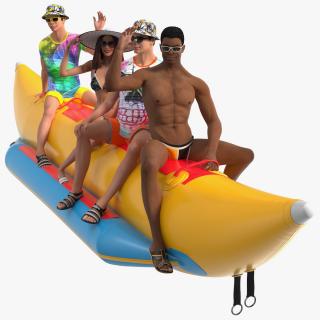 Banana Boat With People Rigged for Cinema 4D 3D model