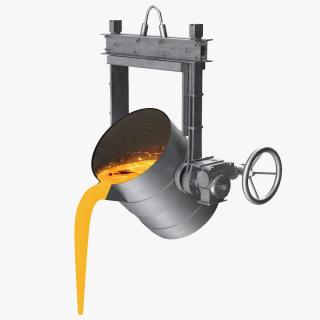 Molten Metal Pouring from Foundry Ladle 3D model