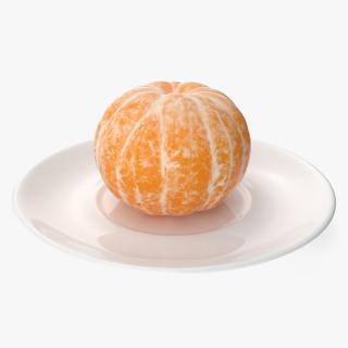 Peeled Tangerine Fruit on White Plate 3D