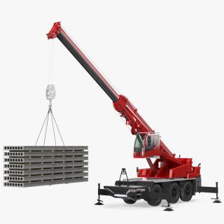 Mobile Crane With Concrete Slab Rigged for Cinema 4D 3D