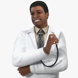 3D model Light Skin Black Male Doctor Rigged