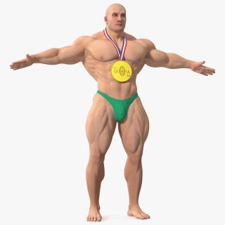 Bodybuilder Man Character T-Pose 3D
