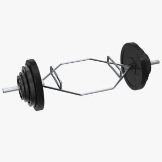 Olympic Hex Weight Lifting Trap Bar with Plates 3D