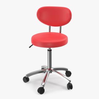 3D Office Chair with Wheels Red model