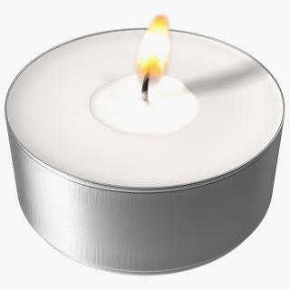 3D Burning Tealight Candle in Metal Cup