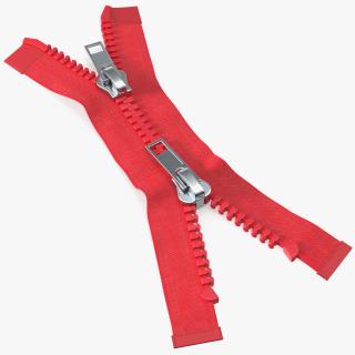 3D model Two Way Zipper Opened Red